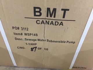 1 1/4hp Sewage/Water Submersible Pump, New.