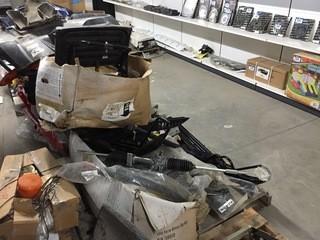 Lot of Assorted Snowmobile Parts & Accessories, Including Bumpers, Skis, Etc.