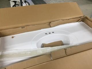 48" Mandeline White Vanity, Cultured Marble Top, Damaged.