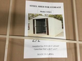 Steel Storage Shed, 8'x 11'x 6.43', New.