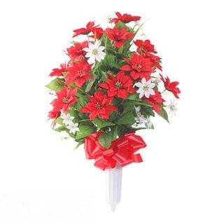 Teters Memorial Signature Round Poinsettia Floral Vase Arrangement (TEME1017)