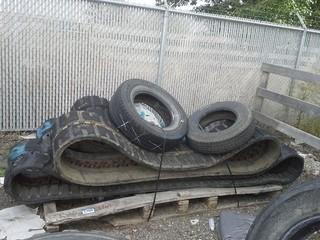 Lot of (4) Skid Steer / Excavator Rubber Tracks & Misc Tires. 