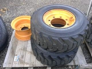 Lot of (2) Skid Steer Tires, 8 Bolt Pattern 12 X 16.5 HHS W/Rims, 8 Bolt Pattern Rim C11.