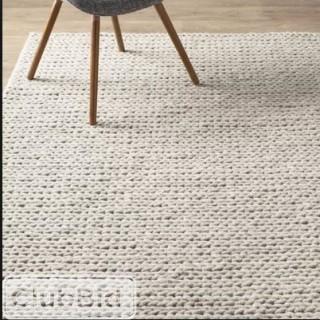 Bungalow Rose Zayan Meika Chunky Wool Cable Area Rug Grey 6'x9'(BNGL479718336934)