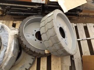 Set of 2 - 22 X 7 X 17 3/4 Solid Fork Lift Tires.