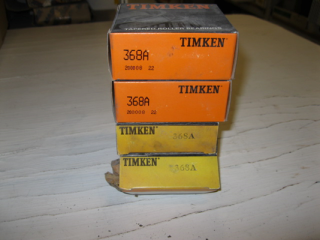 Lot of Cone Timken 368A, Bearing Timken T302W, Cone Timken 365-S, Cup Timken 3120, Cup Timken 3126, Etc.  Call Tim @ 403-968-9430 For Further Information.