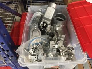 Lot of Assorted Pipe Straps & Conduit Fittings.