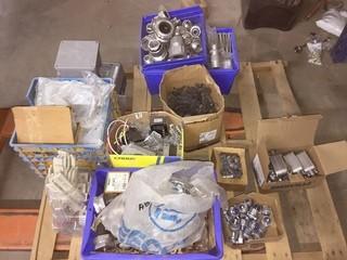 Pallet of Assorted Electrical Supplies, Including QCBIX 1A Connectors, EMT Parts, Connectors, Etc.