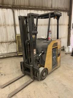 CAT Model ES3000-37V  Electric Upright Forklift C/w 2700Lb Capacity, 42in Forks, Side Shift, 3 Stage Mast And Charger. Showing 1924Hrs. SN A2ES110227 *NOTE Cannot Be Removed until October 9th 2019 Noon*