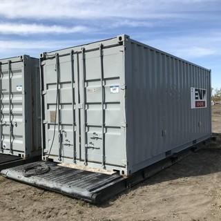 Skid Mounted 20ft Storage Container C/w Side Door *Note: Buyer Responsible For Load Out*