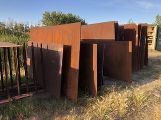 Storage Rack C/w Qty Of (16) Pieces Of Assorted Size Steel Plate. *Buyer Responsible For Load Out*