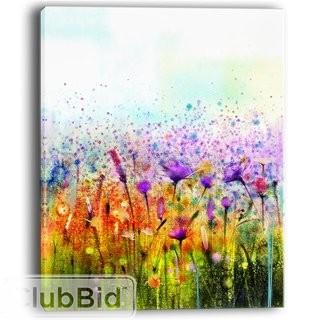 Design Art Abstract Cosmos of Colorful Flowers Large Flower Painting Print on Wrapped Canvas 12" x 20"(ESIG9565_18298173)