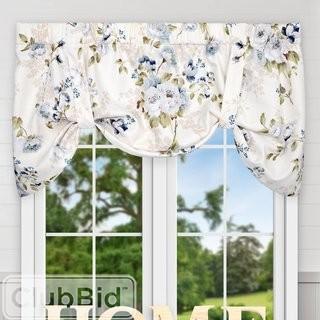 Ellis Curtain Chatsworth Floral Lined Tie-up 50 Window Valance - Grey(EQK1725_20595520)