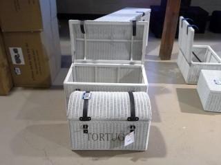 2 Pc. Tortuga Wicker Storage Chests (White).