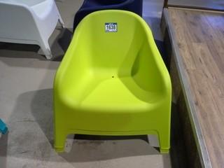 Lot of  (2) Formed Resin Deck Lounge Chairs (Lime Green). 