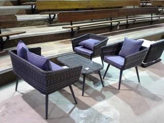 New 4 Pc. Resin Wicker Garden Lounge Set (Grey).