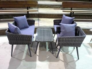 New 4 Pc. Resin Wicker Garden Lounge Set (Grey).