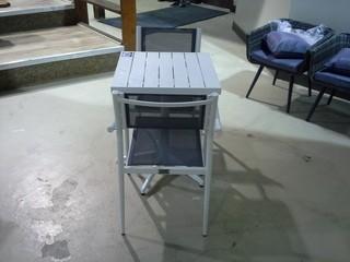 2' X 2' White Powder Coat Aluminum Patio Table C/W (2) Matching Chairs. 