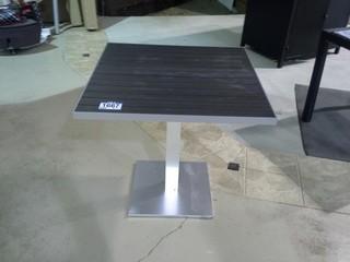 3' X 3' Grey & Brown Powder Coat Aluminum Patio Table. 