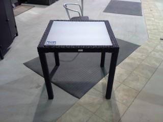 3' X 3' Black Resin Wicker & Frosted Glass Patio Table. 