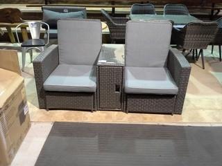 5 Pc. Resin Wicker Patio Lounge Set, Fully Reclining  (Grey). 