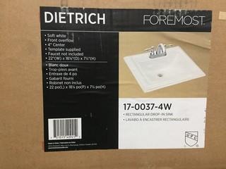 Dietrich Foremost Drop in Sink, 22"x 18 1/8"x 7 1/2".