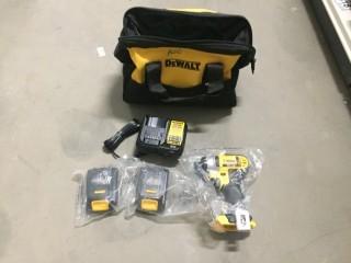 Dewalt 20V Cordless Compact 1/2" Drill/Driver, Includding Charger & (2) Batteries, New.