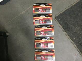 Lot of (5) 16 pk Energizer Max Plus Power Seal AAA Batteries.