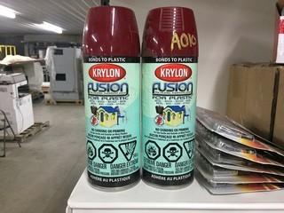 Lot of (2) Krylon Fusion Burgundy Plastic Spray Paint