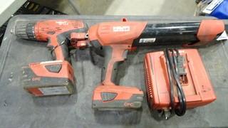 1- Hilti HDE-500-A22 Applicator, 1- Hilti SFH-18A Cordless Drill, c/w 2 Batteries and 1 charger