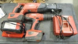 1- Hilti WSR-18-a Reciprocating Saw, 1- Hilti Shy -18A Cordless Drill, c/w 2 batteries and 1 charger