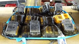 Quantity od Dewalt Battery Chargers x12, Batteries x 5 18-20V DC