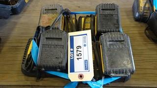 Quantity of Dewalt Batteries Charger x 12, Batteries x 5 18-20V DC