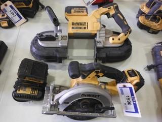 Dewalt (1) Cordless Band Saw, (1)- Circular Saw, 20V c/w 3 batteries and 1 charger