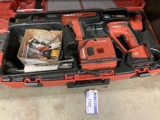 (1) Hilti DX351 Nail Gun And (1) Hilti XBT 4000 Cordless Drill C/w Battery And Charger