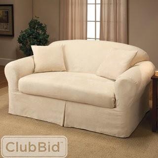 Madison Home Microsuede Two Piece Loveseat Slipcover Chocolate(HYQ136819003880)