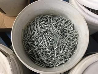 50lb Pail of Galvanized Staples, Barbed 2".