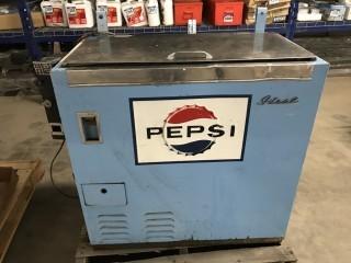 Ideal Brand Vintage Pepsi Cooler Vending Machine With Embossed Logo.  Complete working order.