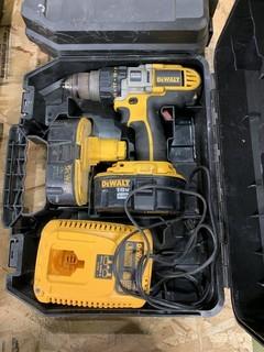 Dewalt 18V 1/2in Cordless Drill C/w Charger And (2) Batteries