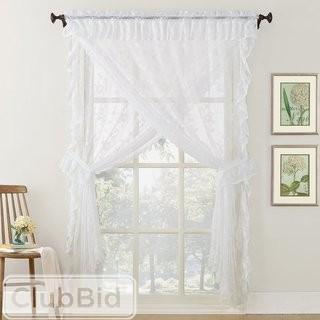 No. 918 Millennial Alison Ruffled Floral Lace Sheer Priscilla 5 Piece Curtain Set (LCTN1101)