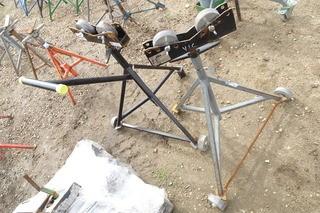 Quantity of (2) Rigid Metal Stands and Rollers, c/w wheels