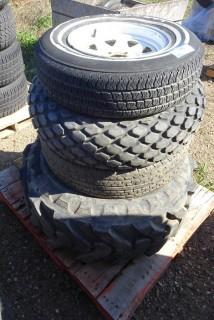 Quantity of (4) Tires 15-19.5, 9.5-16, 235/80R16 With Rim, 205/75R14 With Rim