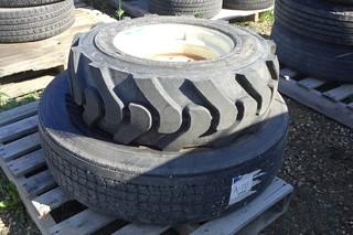 Quantity of (2) Tires, 10-16.5 With Rim, 295/75R22.5