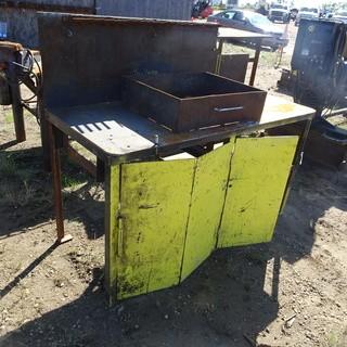 Metal Table, c/w doors, drawers and back wall