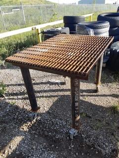 Metal Work Table C/w Castors Wheels 