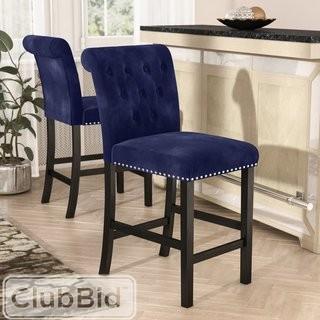 Willa Arlo Interiors Erling Velvet Counter 26 Bar Stool  - Navy(WLAO2068_22858901)