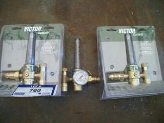 Qty Of (3) Victor Cutskill HRF Series Regulator/Flow Meters