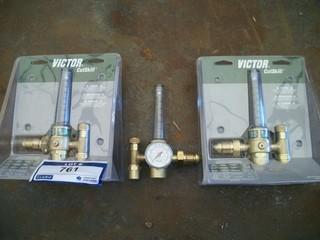 Qty Of (3) Victor Cutskill HRF Series Regulator/Flow Meters