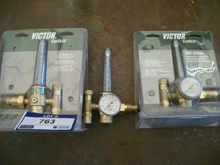 Qty Of (3) Victor Cutskill HRF Series Regulator/Flow Meters