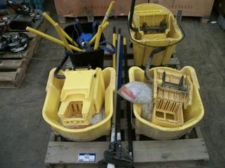 Qty Of (3) Mop Buckets, (5) Mop Handles And (6) Plungers 